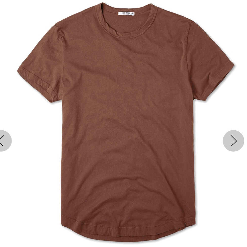 NWT Buck Mason Pima Curved Hem Tee in Rust